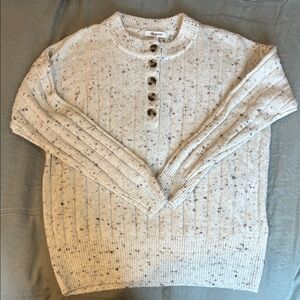 MADEWELL wool-blend Speckled Cream Button-Up Sweater